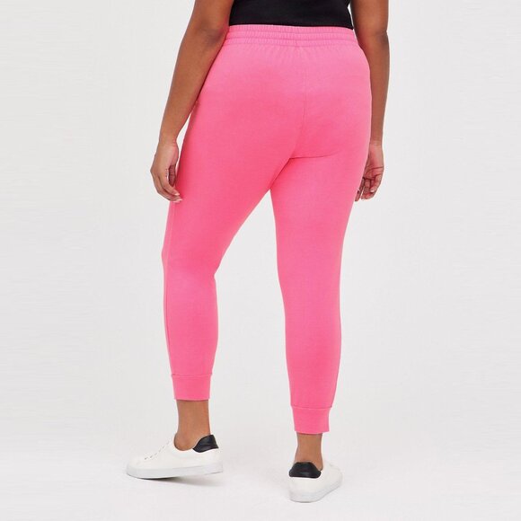 Torrid Classic Fit Jogger Super Soft Fleece Mid-Rise Pant in Bright Neon Pink - Picture 2 of 7